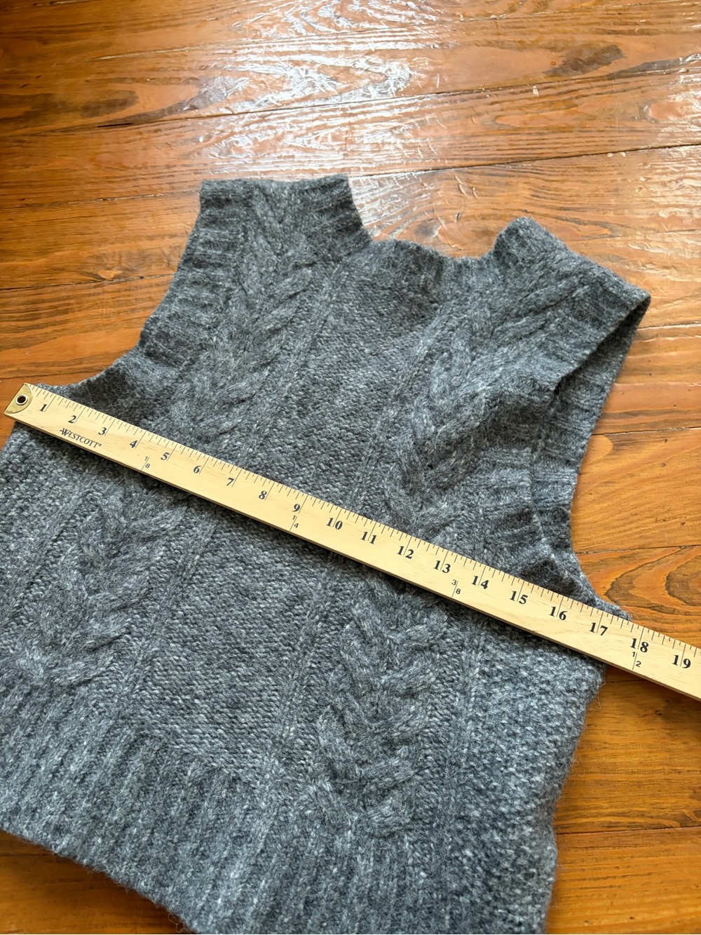 Everlane Alpaca‎ Wool Cloud Cable Knit Vest Size XS Relaxed Preppy Heritage Gray - Picture 8 of 9